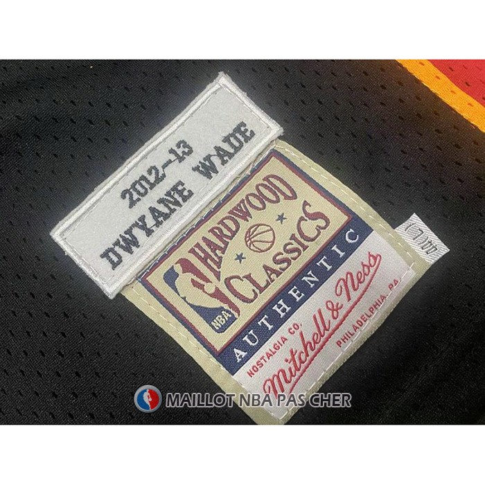 Maillot Miami Heat Dwyane Wade NO 3 Mitchell & Ness 2012-13 Authentique Noir